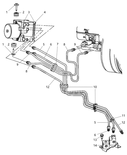 2006 Dodge Dakota  Line-Brake Diagram for 52013169AF