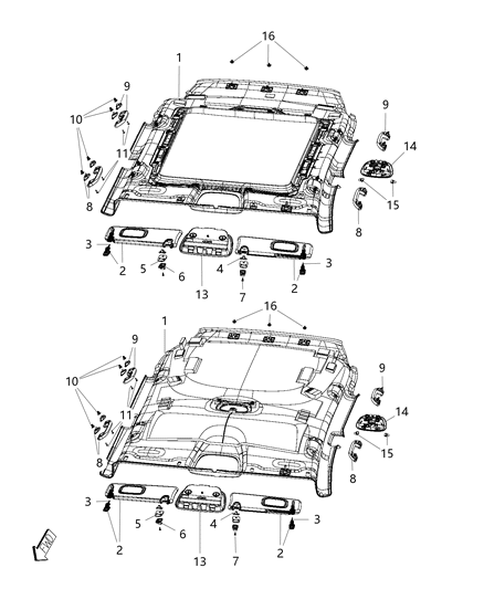 2018 Jeep Cherokee  RETAINER-Overhead Console Diagram for 68141783AB