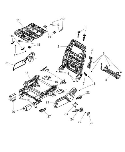 2009 Dodge Journey  Shield-Seat ADJUSTER Diagram for 1MW611DVAA