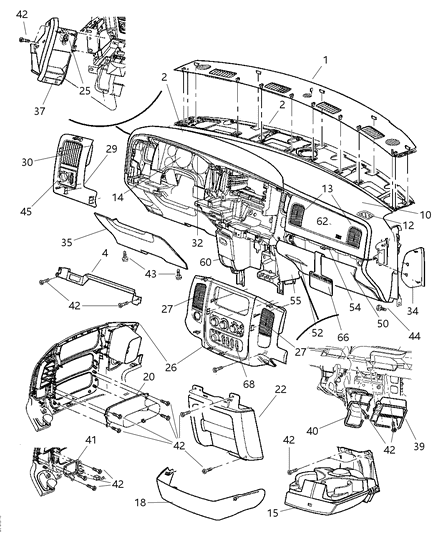 2003 Dodge Ram 1500 Panel-Instrument Upper Diagram for WL86XDVAA