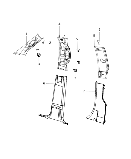 2018 Ram 1500  Panel-A Pillar Diagram for 5LQ99DX9AC