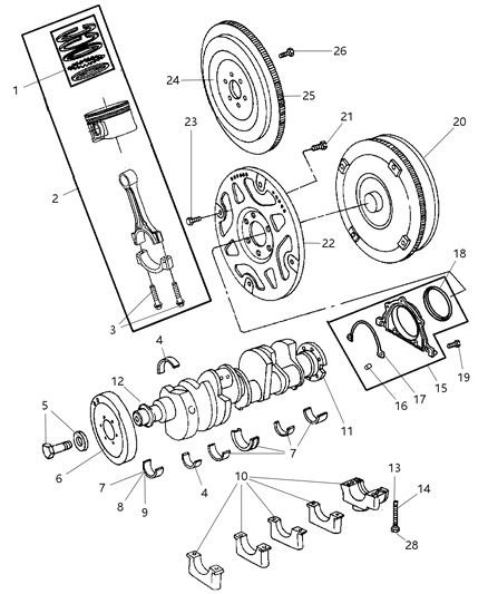 2007 Dodge Ram 2500  Ret Pkg-CRANKSHAFT Rear Oil Seal Diagram for 68017721AA
