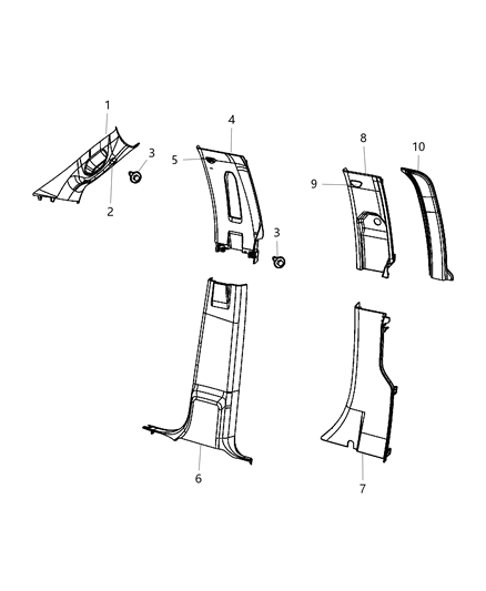 2012 Ram 2500  Panel-B Pillar Upper Trim Diagram for 1MH96BD1AC