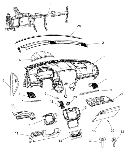 2019 Chrysler 300  Instrument Panel-Steering Column Opening Diagram for 1JN63DX9AE