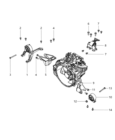 2008 Dodge Caliber  INSULATOR-Engine Mount Diagram for 5038675AA