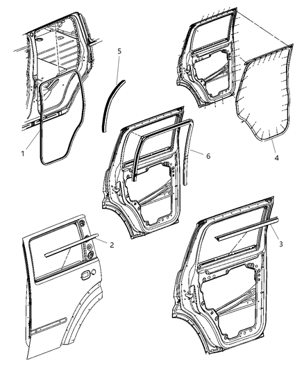 2008 Jeep Liberty  WEATHERSTRIP-Rear Door Mounted Diagram for 5112260AC