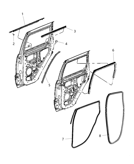 2021 Jeep Grand Cherokee  WEATHERSTRIP-Rear Door Belt Inner Diagram for 55399210AB