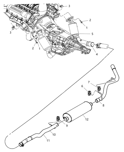 2009 Dodge Dakota  Exhaust-Exhaust Diagram for 52855725AD