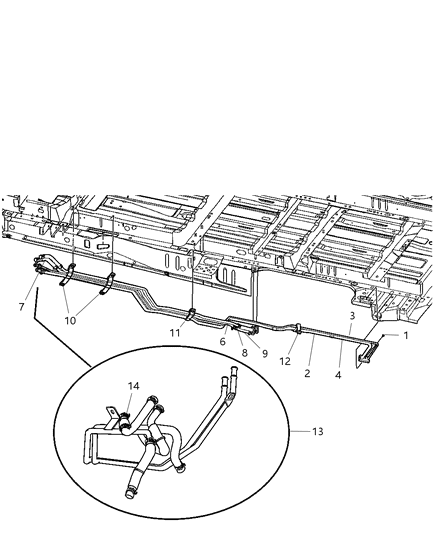 2005 Dodge Grand Caravan  Tube-Supply & Return W/AUX. Heat Diagram for 4677484AB