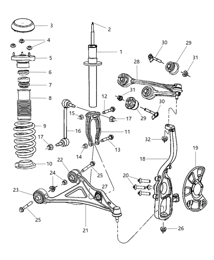 2005 Dodge Magnum  Suspension Control Arm Diagram for 4895668AA