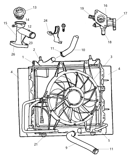 2006 Chrysler PT Cruiser Connector-Engine COOLANT Outlet Diagram for 5278203AB