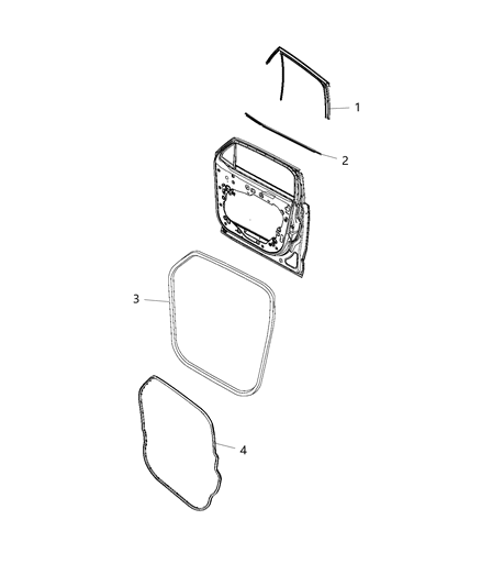 2020 Jeep Renegade  WEATHERST-Front Door Belt Diagram for 68398876AA