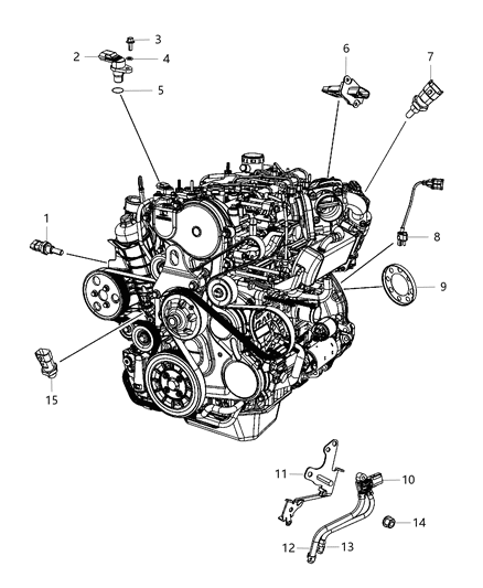 2015 Jeep Wrangler  Sensor-Crankshaft Position Diagram for 68102341AA