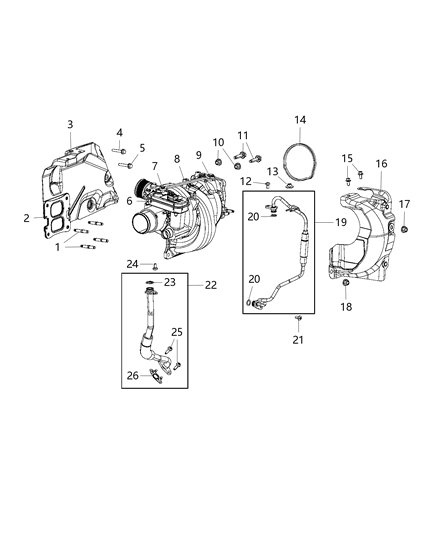 2020 Jeep Wrangler Gasket-TURBOCHARGER Diagram for 68288416AF