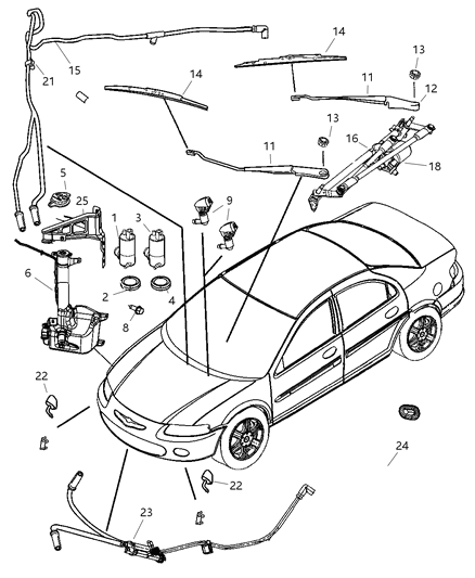 2007 Dodge Avenger  Blade-Front WIPER Diagram for 68003836AA