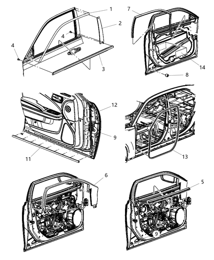2014 Chrysler 300  WEATHERSTRIP-Front Door Opening Diagram for 1KV45DX9AG
