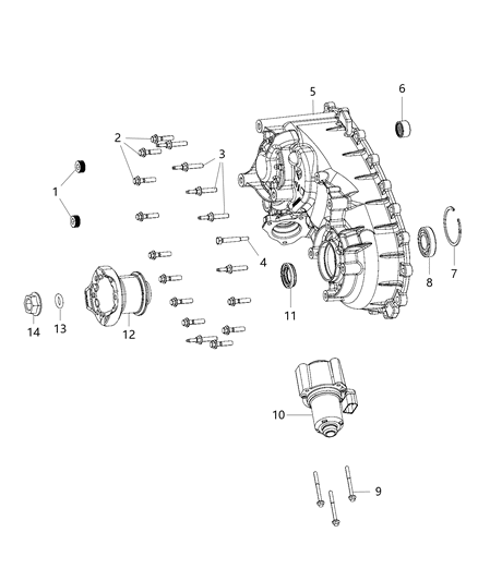2018 Jeep Wrangler  Rear Transfer Case Diagram for 68391532AA