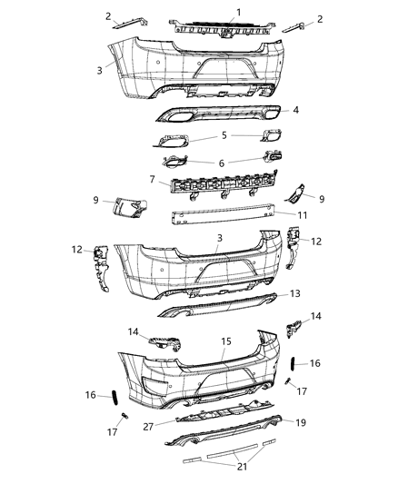 2016 Dodge Charger  VALANCE-Rear Diagram for 68225383AA