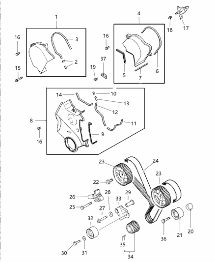 1998 Chrysler Sebring  Gasket-Timing Cover Diagram for MD187648