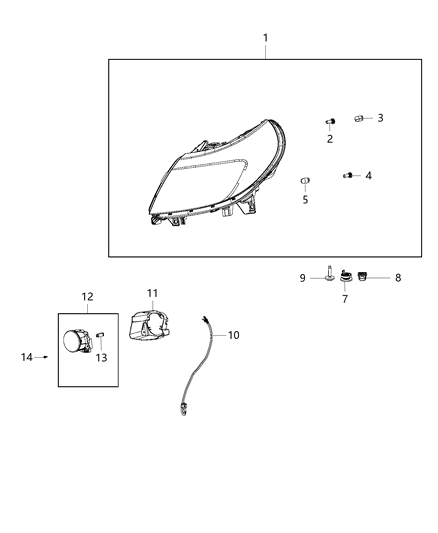 2018 Ram ProMaster 1500  Headlamp Diagram for 4725944AG