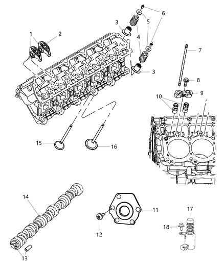 2016 Dodge Viper  Rocker Arm And Pivot Valve Includes Pedestal Diagram for 5037805AA