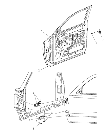 2008 Dodge Durango  Front Door Lower Hinge Diagram for 55364681AA