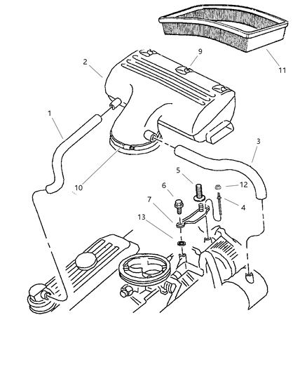 2001 Dodge Ram 2500  Tube-PCV Valve Diagram for 53008675AD