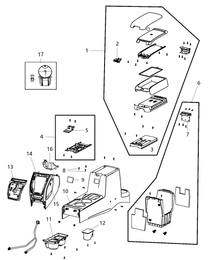 2016 Jeep Patriot Console-Base Diagram for 1NJ62DK2AA