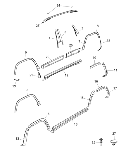2017 Jeep Cherokee  Molding-Wheel Opening Flare Diagram for 1UU88RXFAC