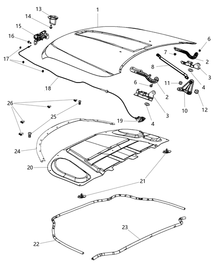 2013 Dodge Durango  Cable-Hood Latch Diagram for 68032581AC