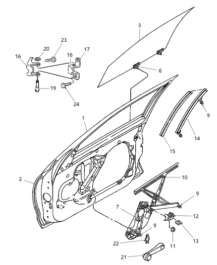 1999 Dodge Stratus  Front Door Lower Hinge Diagram for 4814462
