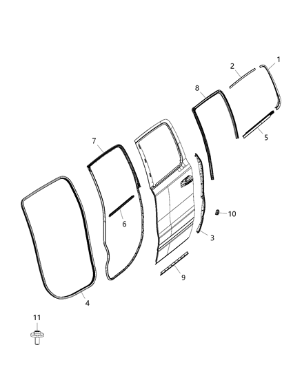 2019 Ram 1500 WEATHERSTRIP-Door Belt Inner Diagram for 68285716AA