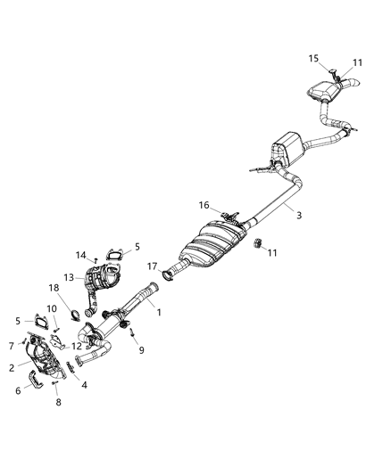 2020 Chrysler Pacifica  Exhaust Crossunder Pipe Diagram for 68187968AI