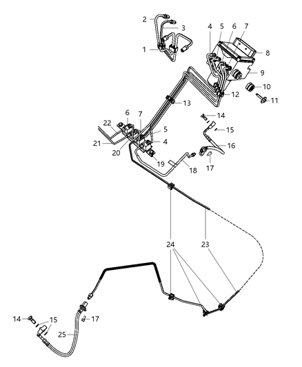 2012 Ram 1500  Tube Assembly-Master Cylinder To HCU Diagram for 55398132AF