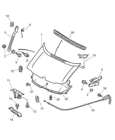 2003 Dodge Sprinter 2500  STRIKER-Hood Latch Diagram for 5104401AA