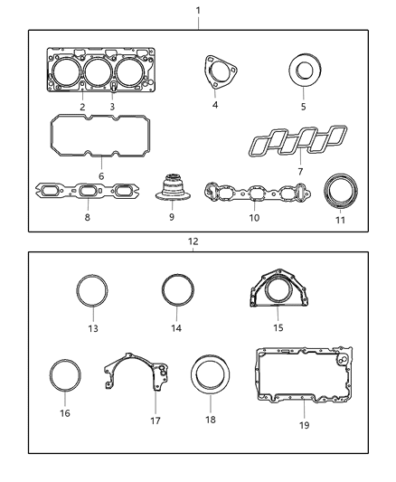 2009 Dodge Charger  Gasket Pkg-Engine Upper Diagram for 68003769AC