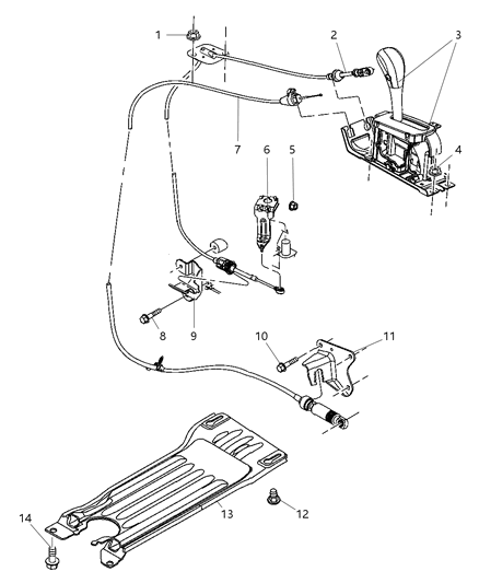 2005 Jeep Liberty  Transmission Gearshift Control Cable Diagram for 52109748AB