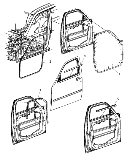 2009 Dodge Nitro  WEATHERSTRIP-Front Door Mounted Diagram for 55360946AD