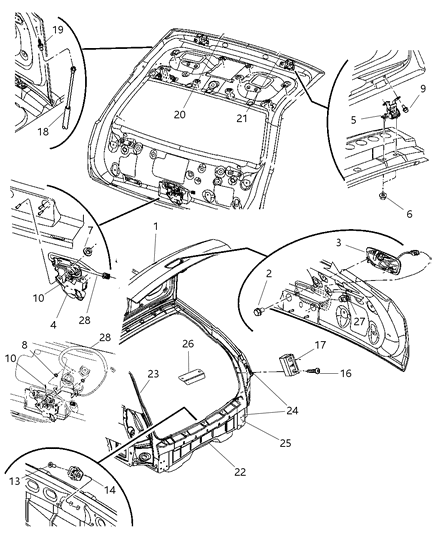 2008 Dodge Magnum Liftgate Latch Diagram for 4589108AB