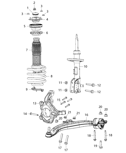 2017 Chrysler Pacifica  Cap-Suspension STRUT Diagram for 68297682AB