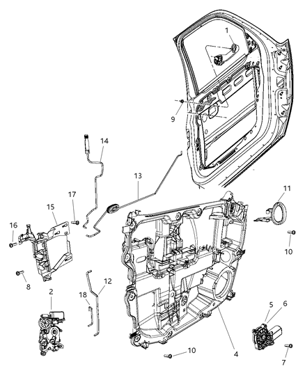 2011 Jeep Liberty  Front Door Latch Diagram for 4589466AF
