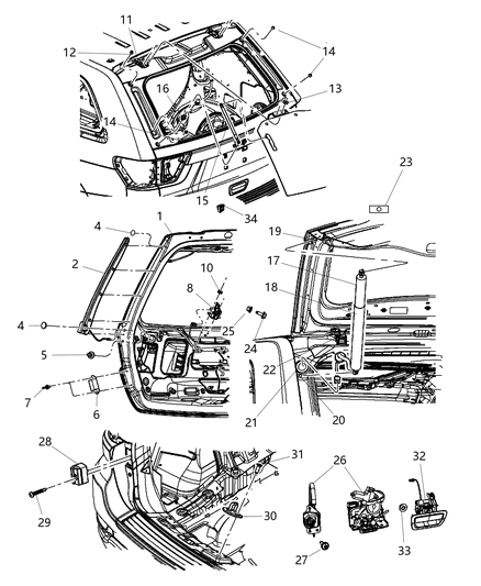 2012 Jeep Grand Cherokee  Liftgate Latch Diagram for 4589656AB
