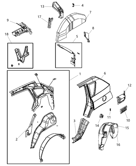 2013 Jeep Compass TROUGH-LIFTGATE Opening Diagram for 5074900AF