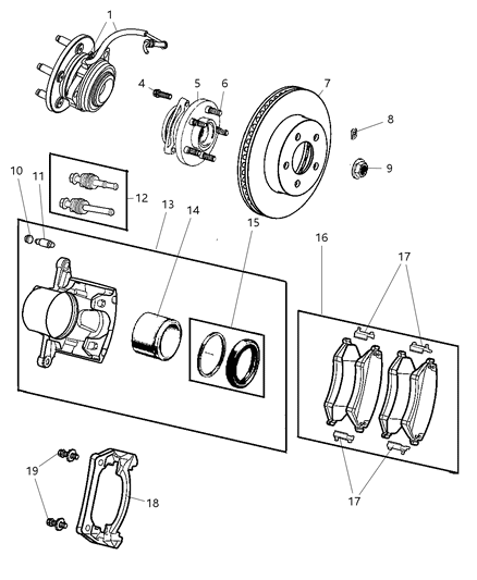 2005 Jeep Liberty  Front Disc Brake Rotor Diagram for 2AMV8247AA