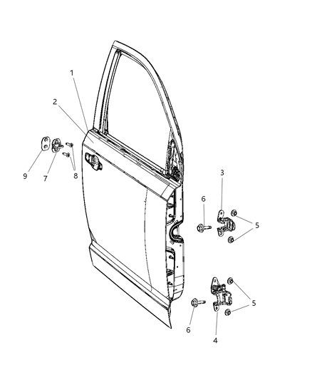 2019 Dodge Journey  Door Hinge Diagram for 55360918AK