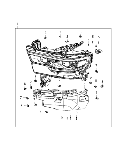 2020 Ram 1500  Headlight Left Diagram for 68316085AG