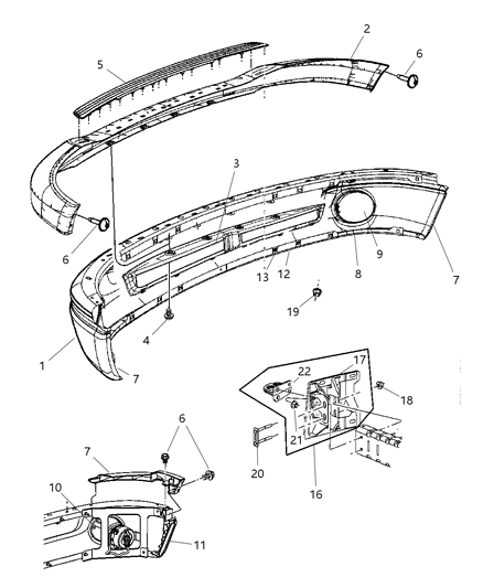 2007 Dodge Ram 3500  Bracket-Bumper Diagram for 55077316AF