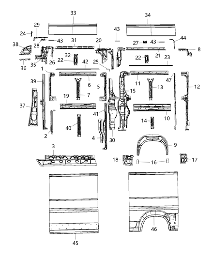 2018 Ram ProMaster 1500  Panel-Body Side Aperture Outer Diagram for 68095840AA