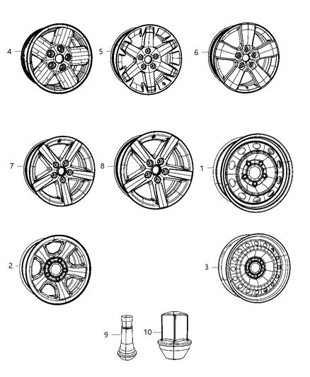 2010 Dodge Ram 1500  Aluminum Wheel Diagram for 1EE16SZ0AD