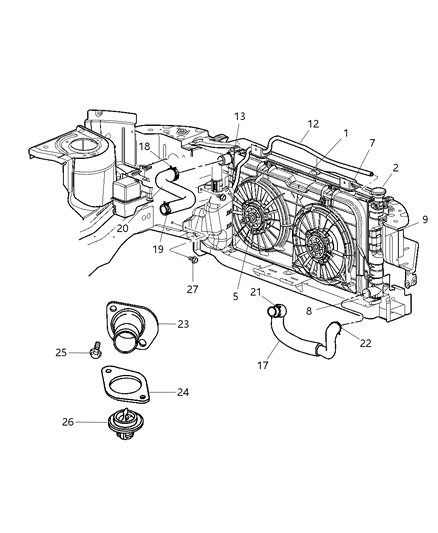 2002 Chrysler Town & Country  Hose-Oil Cooler Outlet Diagram for 5005342AA